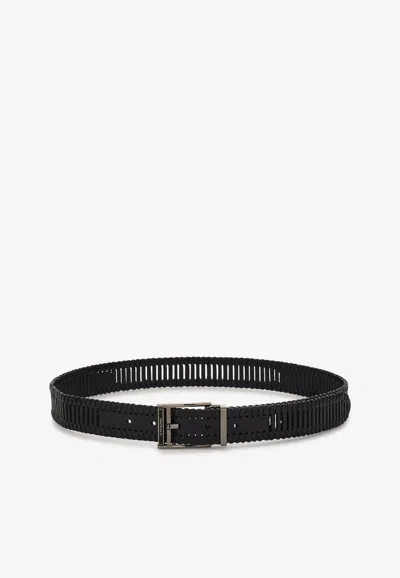 Ferragamo Adjustable Belt With Detachable Buckle In Black
