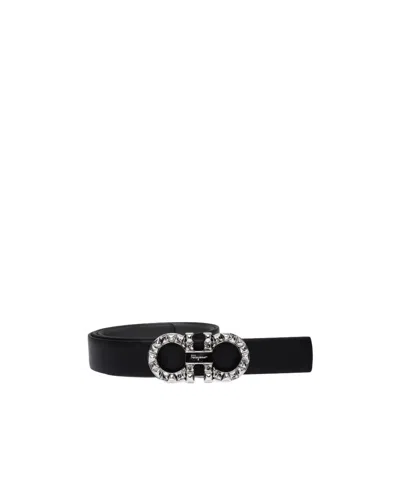 Ferragamo Adjustable Buckle Belt In Black