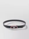 Ferragamo Adjustable Buckle Logo Smooth Finish Belts In Black