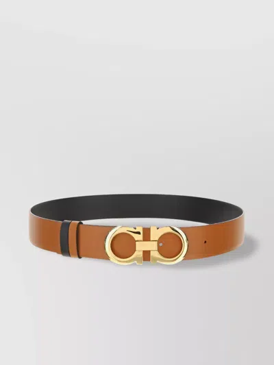 Ferragamo Adjustable Calfskin Belt Gold-tone Buckle