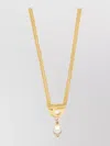 Ferragamo Adjustable Crystal Double Chain Necklace Pendant