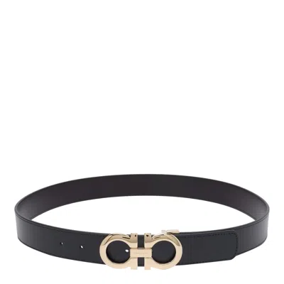 Ferragamo Adjustable Gancini Belt In Black