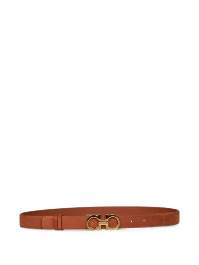 Ferragamo Adjustable Gancini Belt In Brown