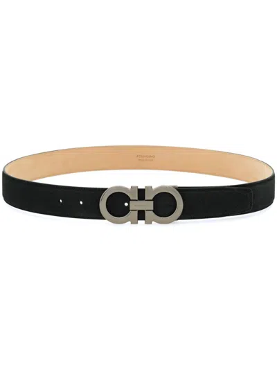 Ferragamo Adjustable Gancini Belt In Black
