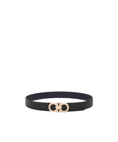 Ferragamo Adjustable Gancini Belt In Black