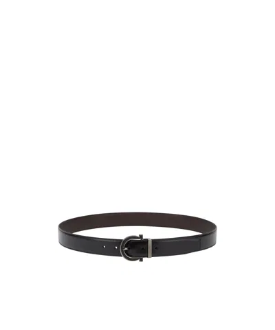 Ferragamo Adjustable Gancini Belt In Black