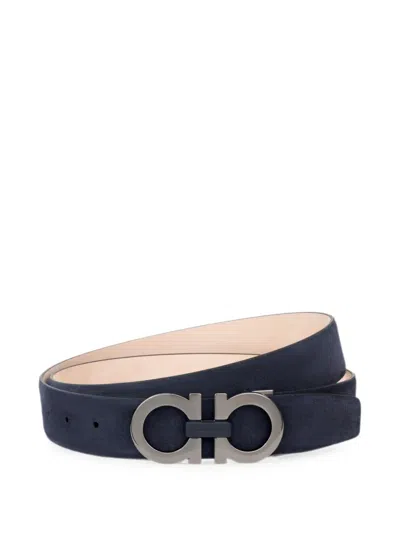 Ferragamo Adjustable Gancini Belt In Blue