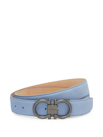 Ferragamo Adjustable Gancini Belt In Blue