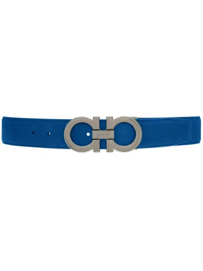 Ferragamo Adjustable Gancini Belt In Blue