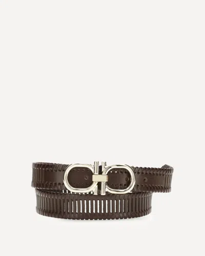 Ferragamo Adjustable Gancini Belt In Brown