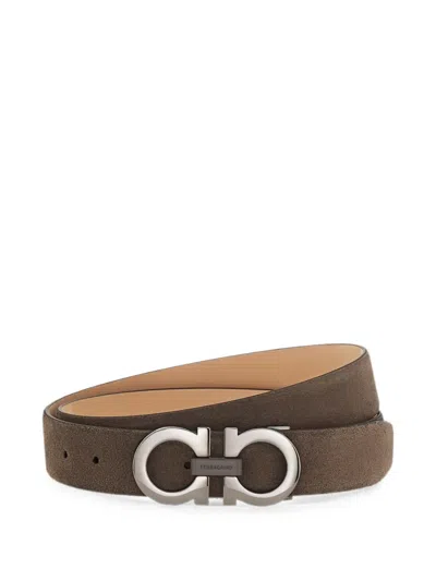 Ferragamo Adjustable Gancini Belt In Brown