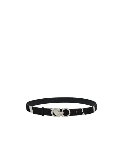 Ferragamo Adjustable Gancini Belt In Black
