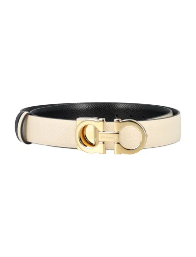 Ferragamo Adjustable Gancini Belt In Neutral
