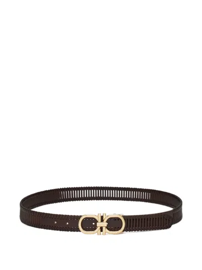 Ferragamo Adjustable Gancini Belt In Orange