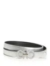 Ferragamo Adjustable Gancini Belt In Silver