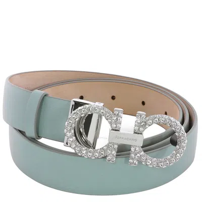 Ferragamo Adjustable Gancini Buckle Leather Belt In Blue