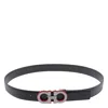 Ferragamo Adjustable Gancini Logo Belt In Black