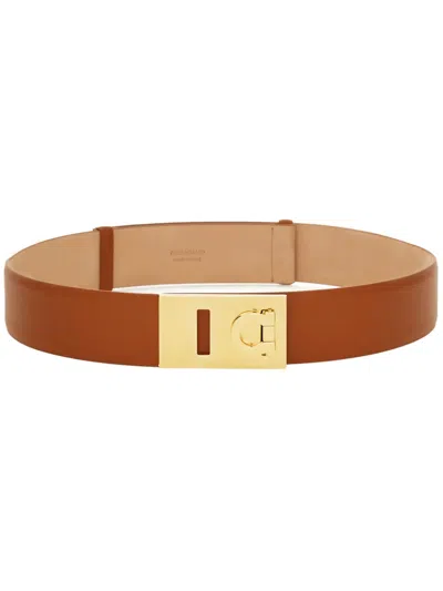 Ferragamo Fixed Gancini Brown Belt