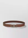 Ferragamo Adjustable Leather Gancini Belt With Metal Buckle In Brown