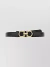 Ferragamo Adjustable Length Belt Gold-tone Buckle In Black