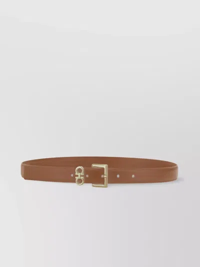 Ferragamo Adjustable Length Leather Belt In Brown