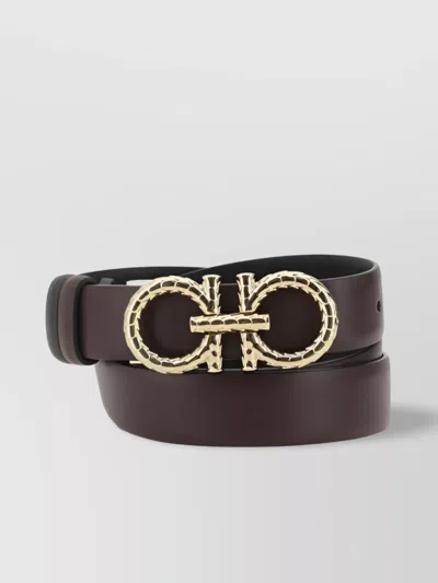 Ferragamo Adjustable Length Reversible Leather Belt In Brown