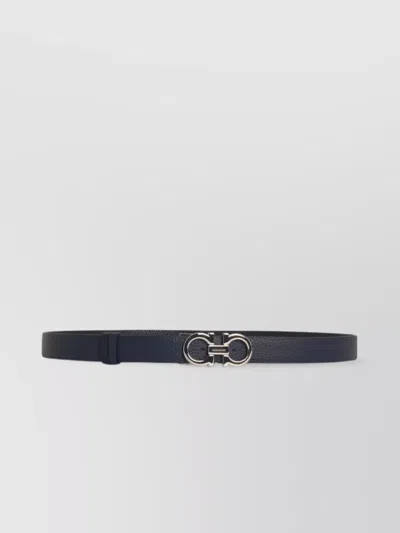 Ferragamo Adjustable Length Reversible Leather Belt In Black