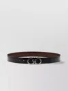 Ferragamo Men Textured Leather Belt With Iconic Gancini Buckle In Black