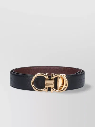 Ferragamo Gancini Reversible Belt In Black