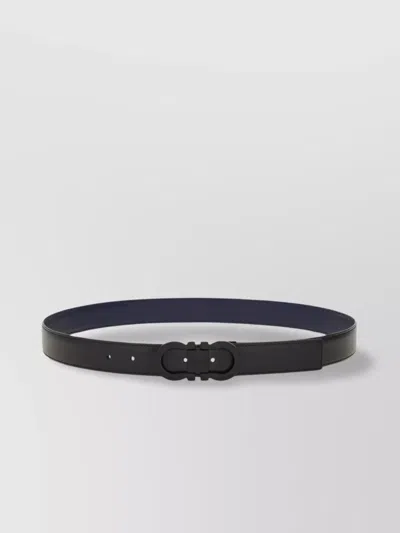 Ferragamo Adjustable Reversible Belts Punch-hole Detailing In Nero