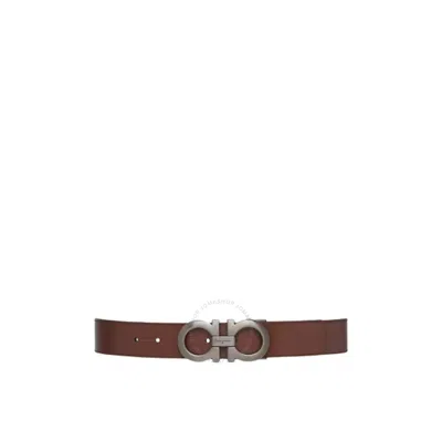 Ferragamo Adjustable Reversible Gancini Belt In Brown