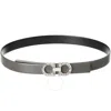 Ferragamo Adjustable Reversible Gancini Cystal Belt In Grey