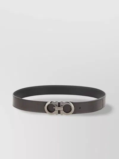 Ferragamo Adjustable Reversible Leather Belt With Metal Buckle