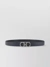 Ferragamo Adjustable Reversible Leather Belt With Metal Buckle In Blue