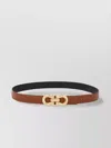 Ferragamo Adjustable Reversible Leather Belt With Pebbled Texture