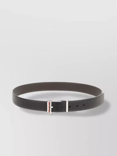 Ferragamo Adjustable Reversible Leather Belt With Textured Finish In Gray