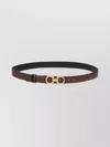 Ferragamo Adjustable Reversible Slim Belt Gancini In Brown