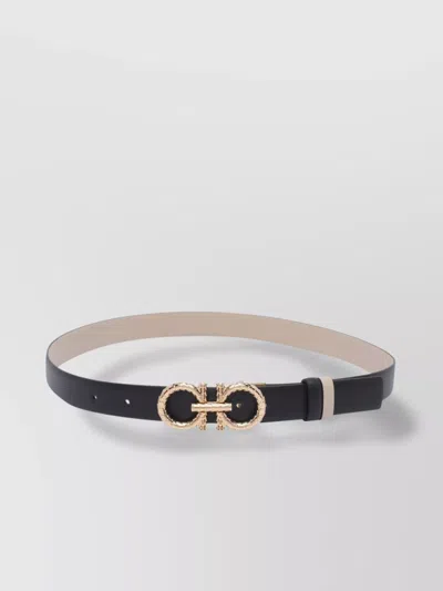 Ferragamo Adjustable Reversible Strap Length Belt In Black