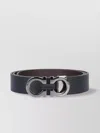 Ferragamo Adjustable Reversible Textured Belts In Grey