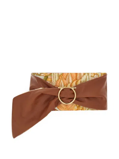 Ferragamo Adjustable Sash Belt In Brown