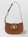 Ferragamo Adjustable Strap Textured Finish Shoulder Bag