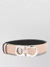 Ferragamo Adjustable Textured Belt Silver-tone Buckle In Pink