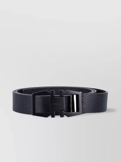 FERRAGAMO ADJUSTABLE TEXTURED LEATHER REVERSIBLE BELT