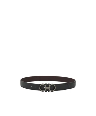 Ferragamo Adjustable Waist Belt In Black