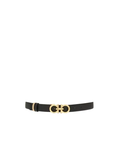 Ferragamo Adjustable Waist Belt In Black
