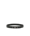 Ferragamo Salvatore  Man's Bicolor Leather Belt With Logo Buckle In Black