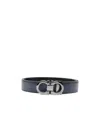 Ferragamo Navy Blue Logo Buckle Solid Belt In Blue