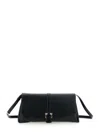 Ferragamo Black Crossbody Bag With Gancini Buckle Detail In Leather Woman In Black