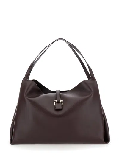 Ferragamo Salvatore  Gancini Lock Medium Tote Bag In Bordeaux