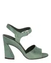 Ferragamo Aede Leather Sandals In Green